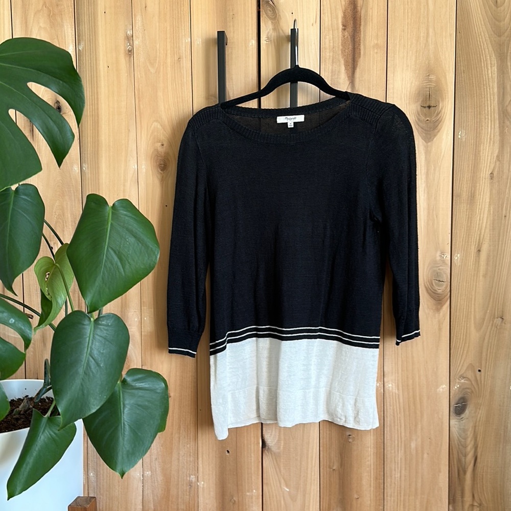 Madewell Black and White Linen Top
